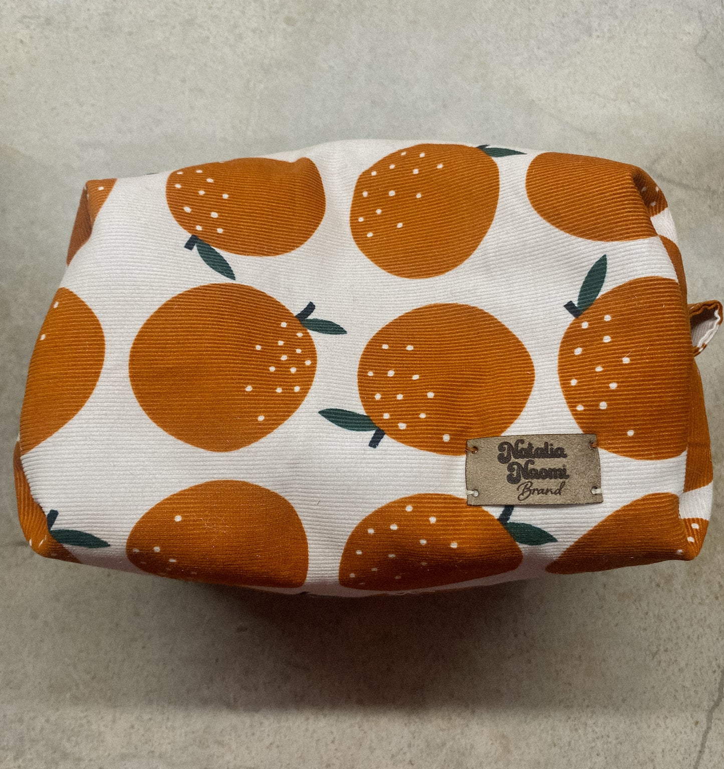 Orange Corduroy Puffer Makeup Bag