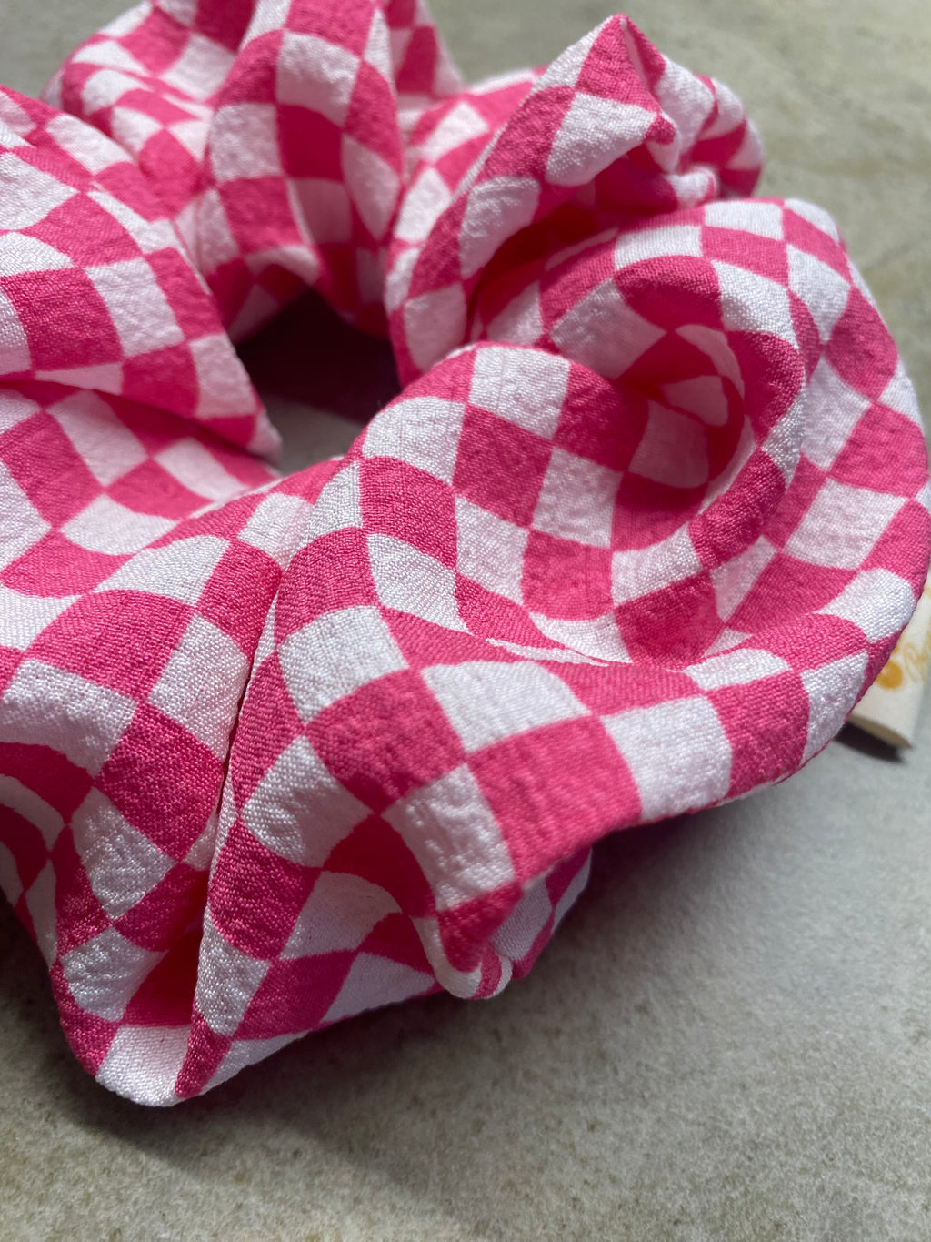 Hot Pink Checkered Scrunchie
