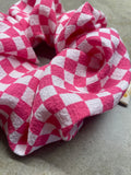 Hot Pink Checkered Scrunchie