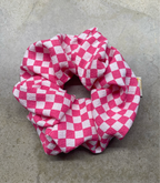 Hot Pink Checkered Scrunchie