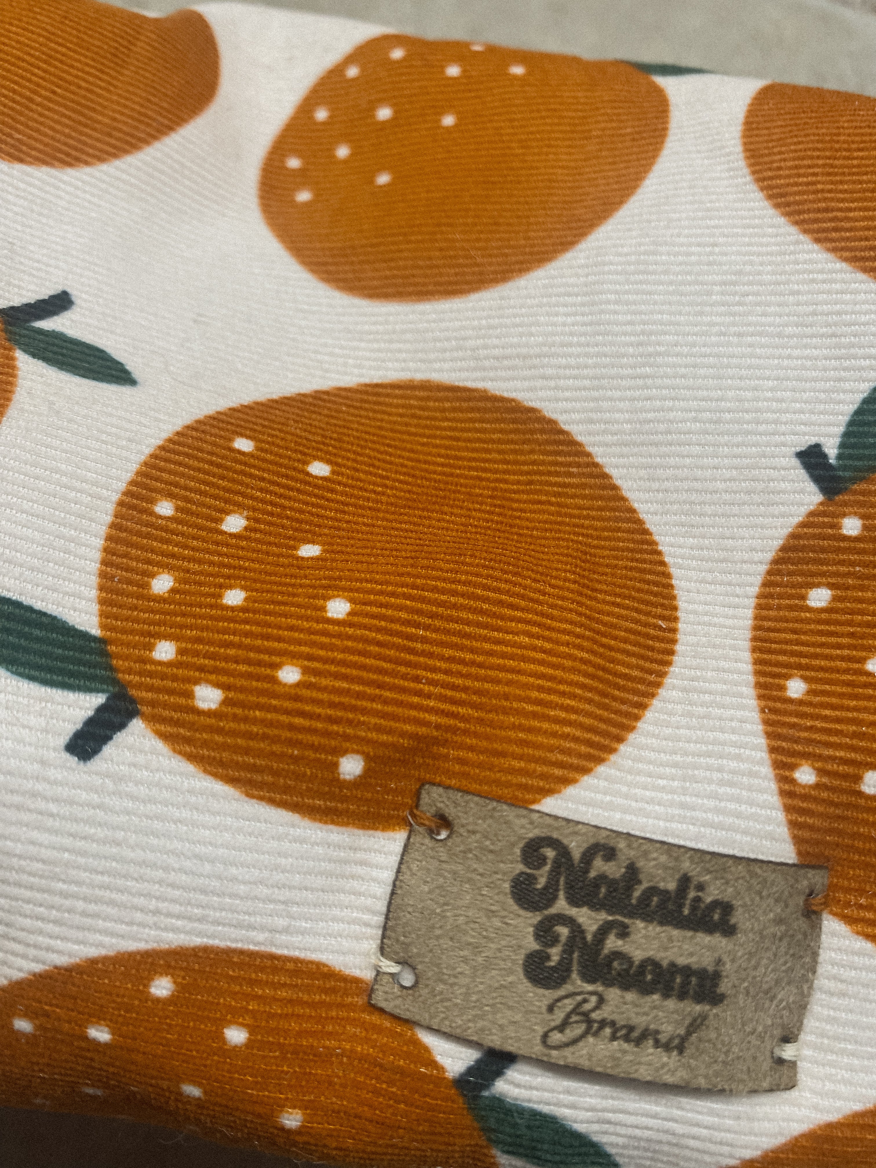Orange Corduroy Puffer Makeup Bag