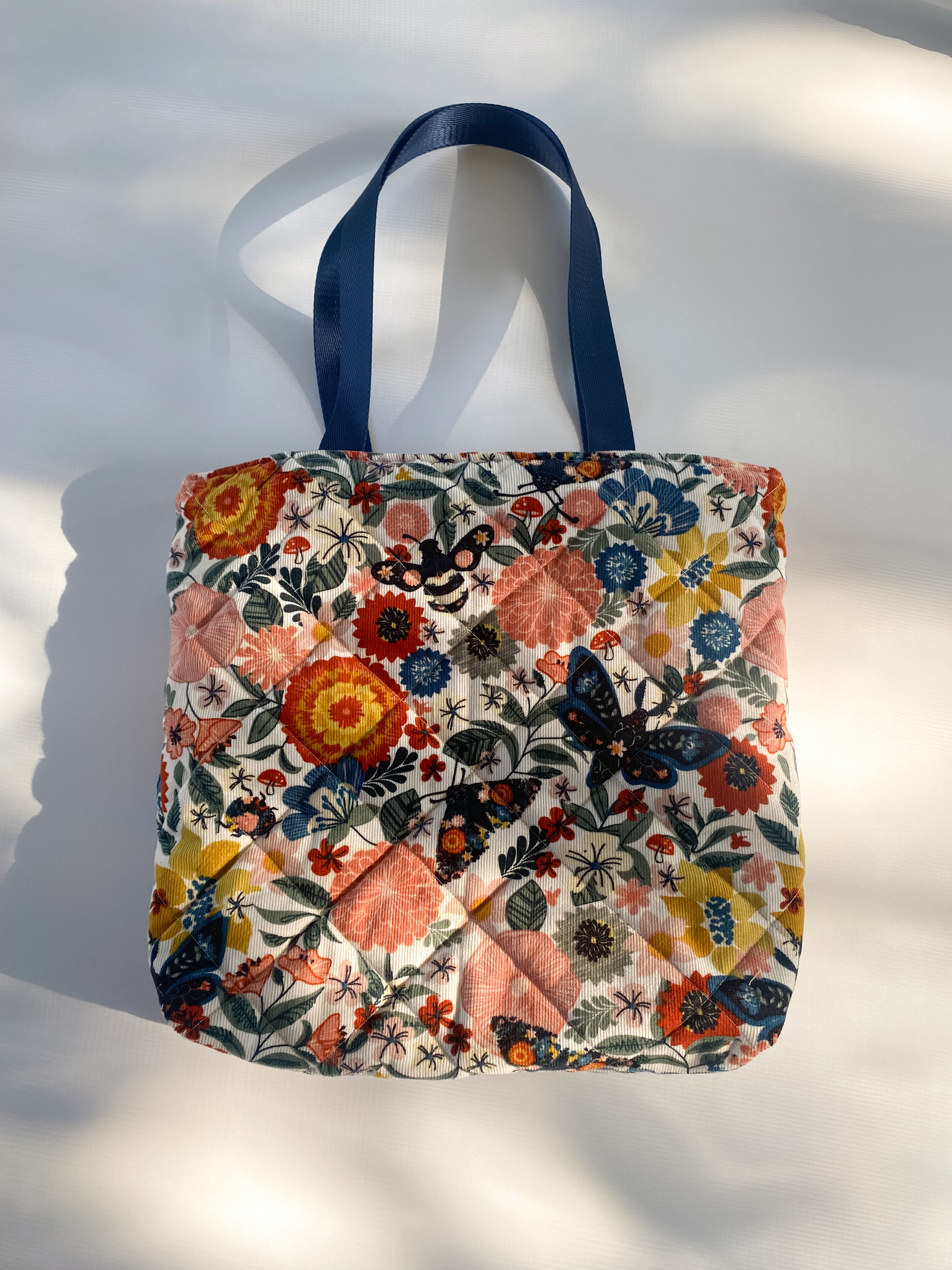 Quilted Corduroy Puffer Tote Bag