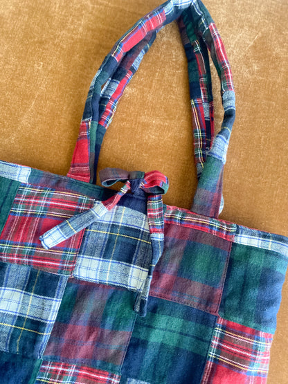 Holiday Plaid Tote Puffer Tote