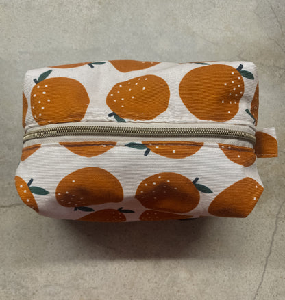 Orange Corduroy Puffer Makeup Bag