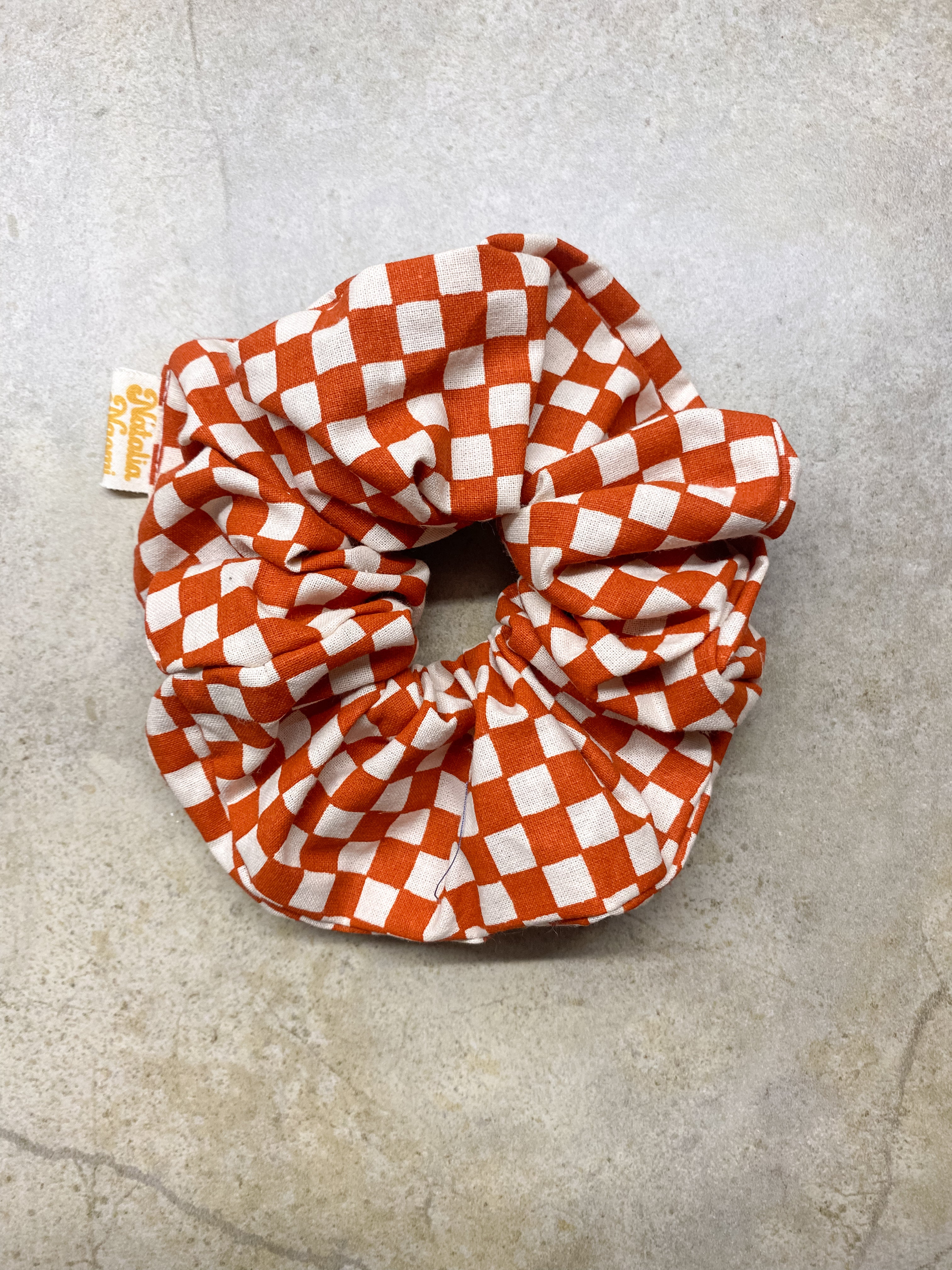 Orange Checkered Scrunchie