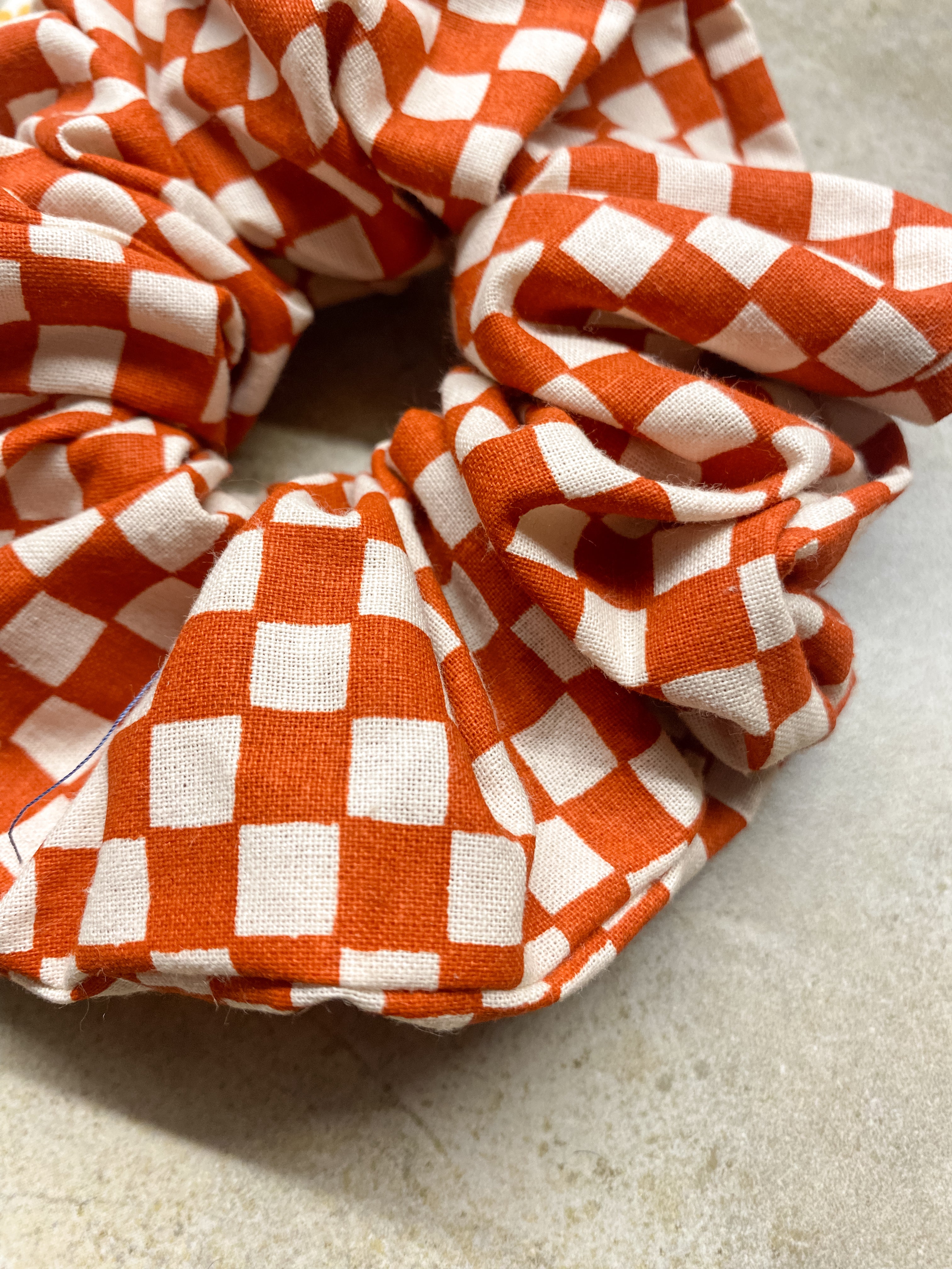 Orange Checkered Scrunchie