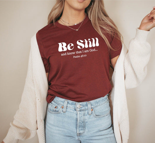 Be still and know T-shirt - Cardinal - Natalia Naomi Brand