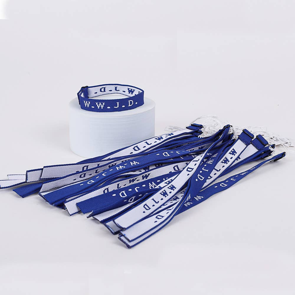 Swanson Christian Products - Bracelet Woven WWJD Royal Blue PK25