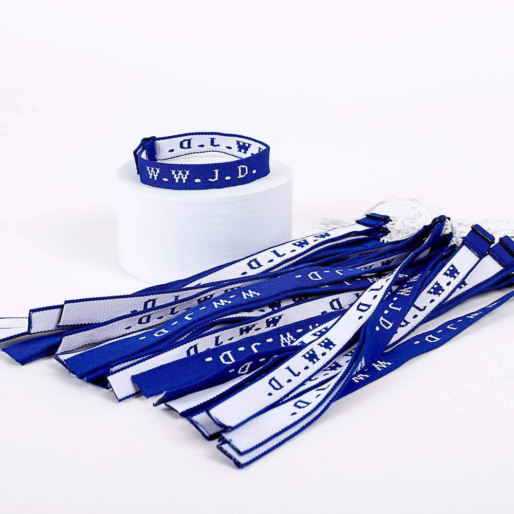 Swanson Christian Products - Bracelet Woven WWJD Royal Blue PK25