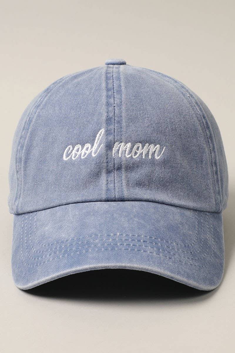 Fashion City - Cool mom Lettering Embroidery Baseball Cap: BLACK / One Size - Natalia Naomi Brand