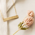 Mama Gold Filled Engraved Bar Necklace - Natalia Naomi Brand