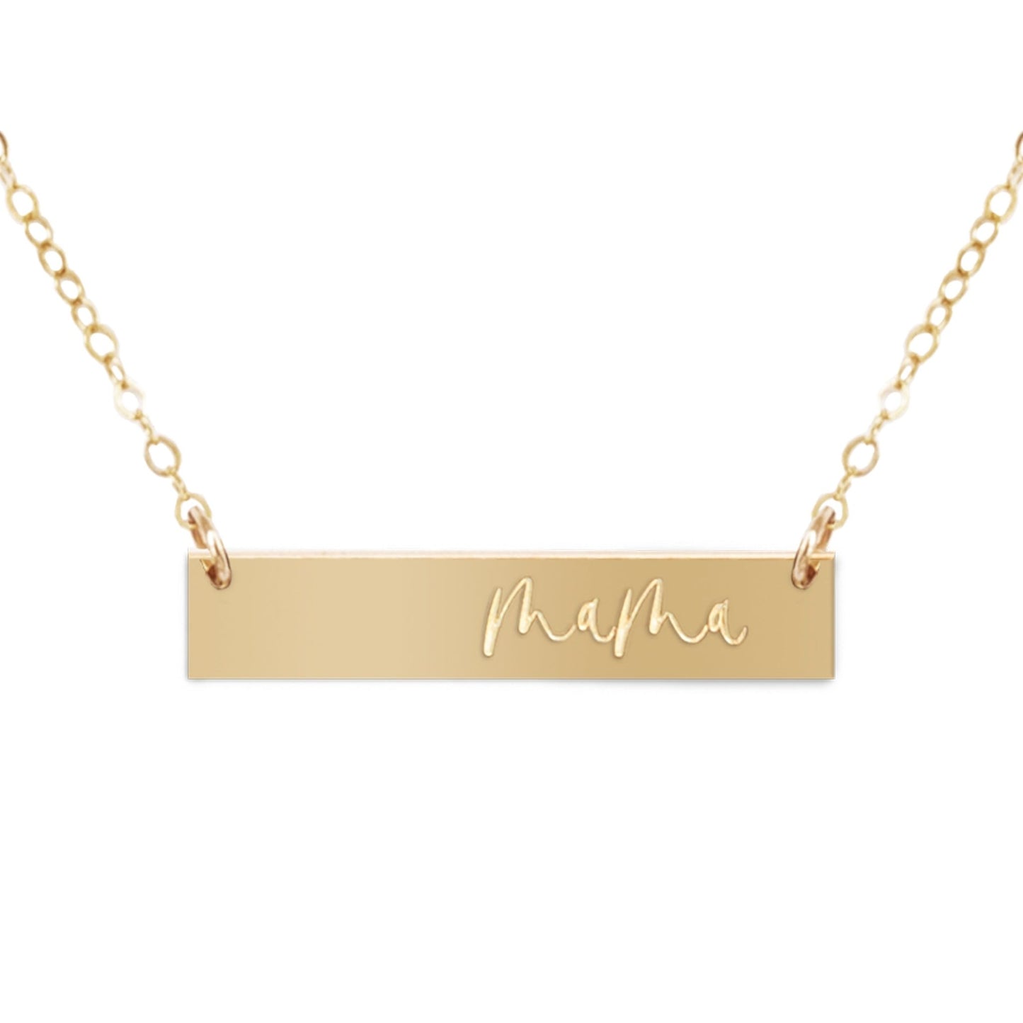 Mama Gold Filled Engraved Bar Necklace - Natalia Naomi Brand