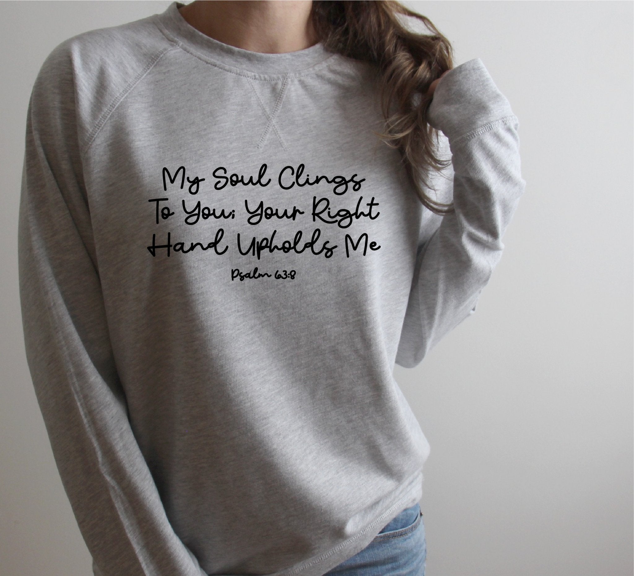 My Soul Clings to You Sweatshirt- Heather Gray - Natalia Naomi Brand
