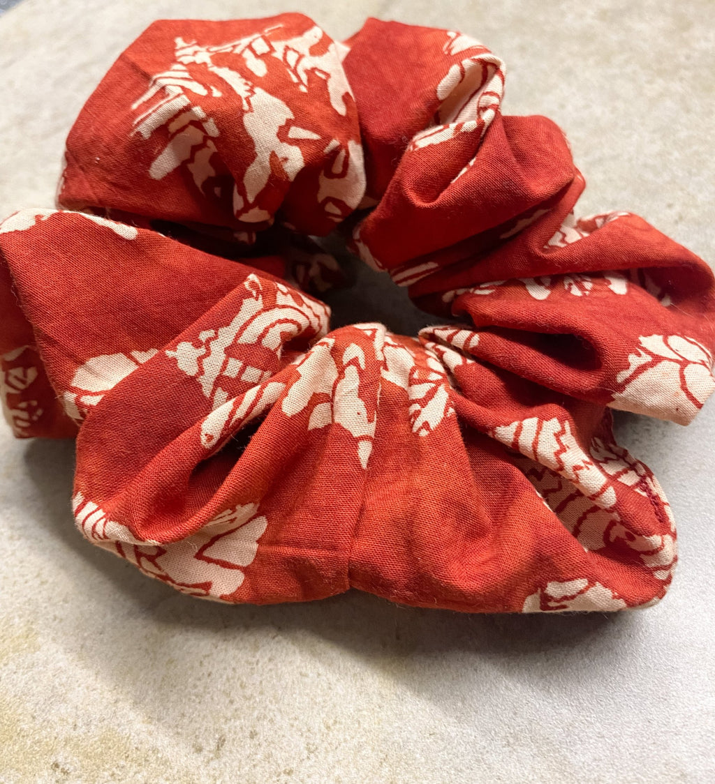 Rust Floral Large Scrunchie - Natalia Naomi Brand