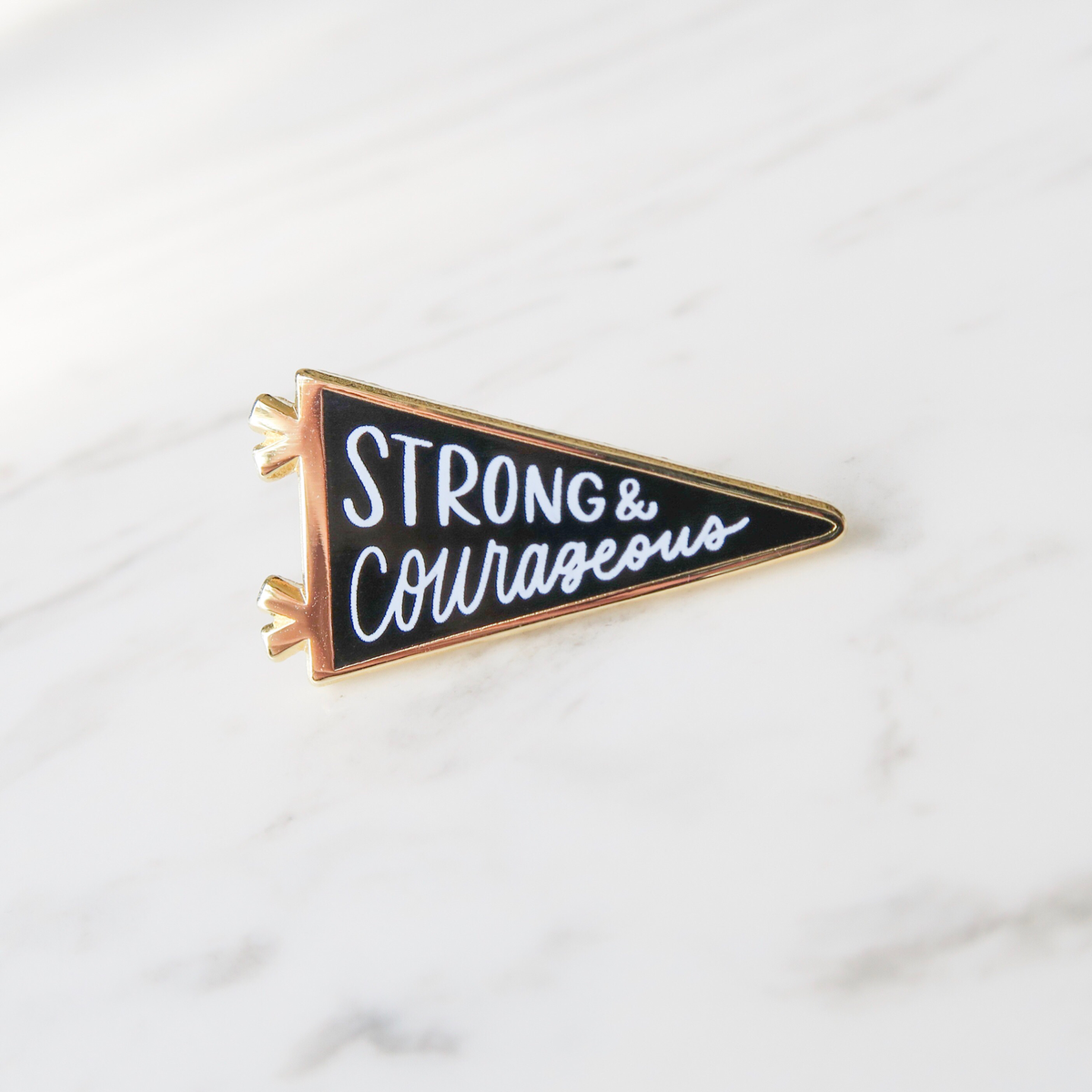 enamel pin christian strong and courageous