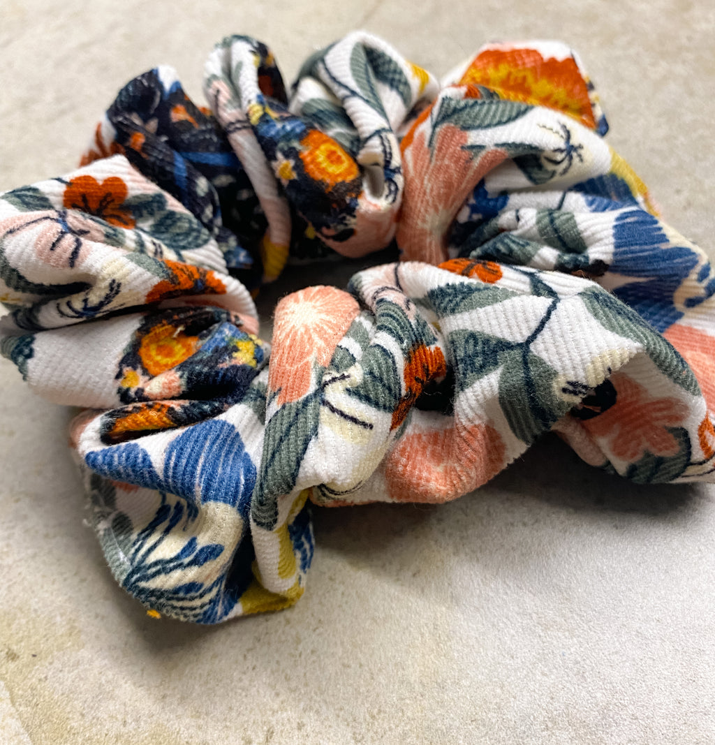 Flower Corduroy Large Scrunchie