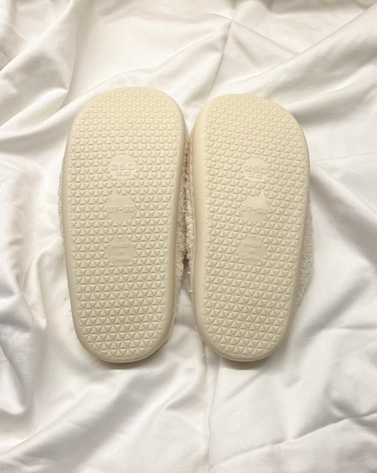 happy slippers vintage white smile